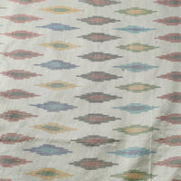 Beige - Pure Handloom Mulberry Silk Pochampally Ikat Fabric 20