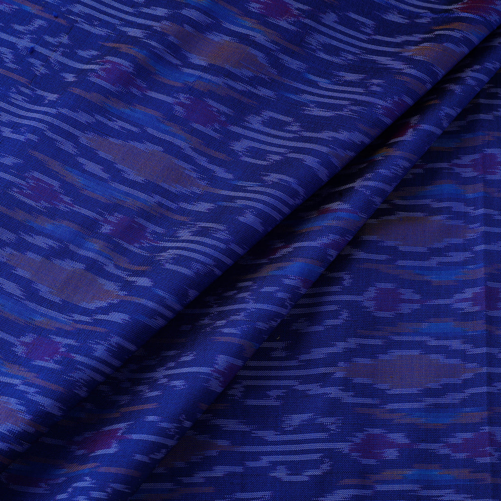 Blue - Pure Handloom Mulberry Silk Pochampally Ikat Fabric 18