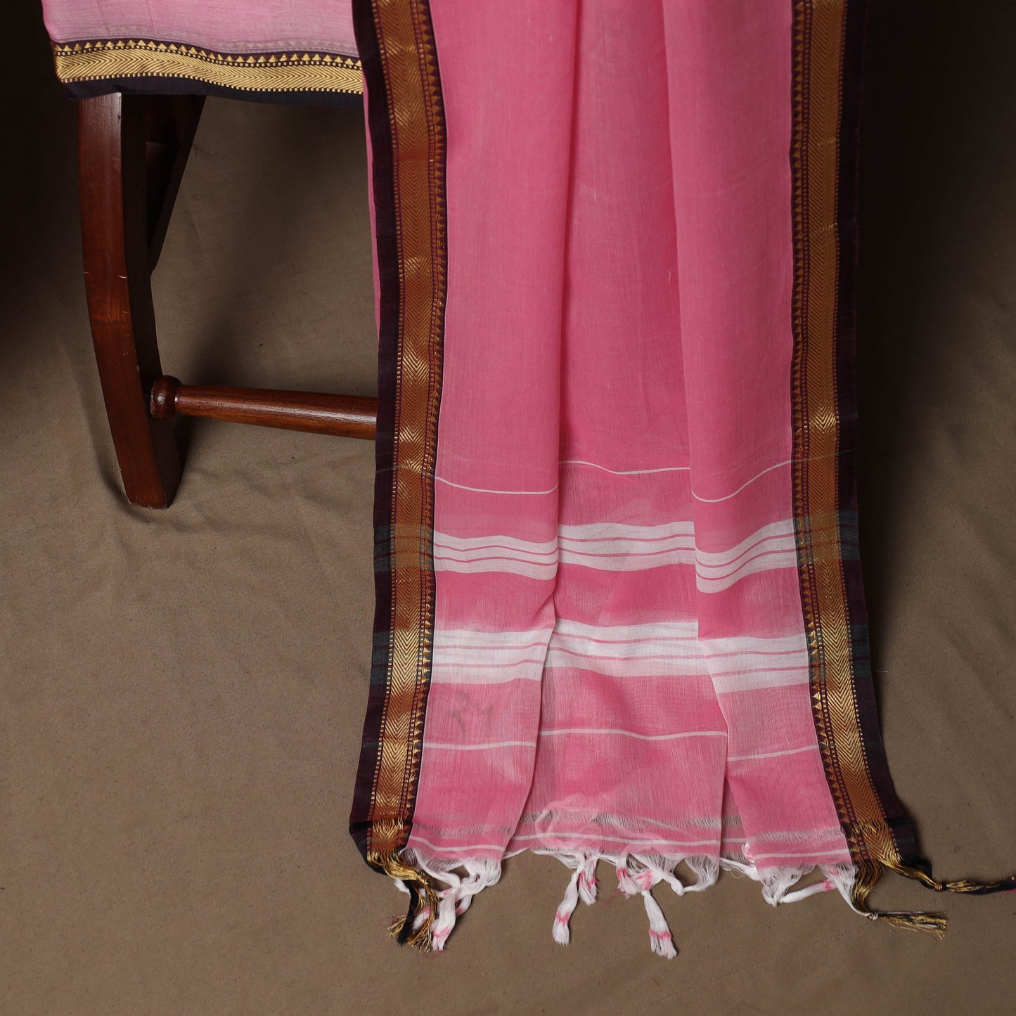 Dharwad Mercerised Cotton 3pc Unstitched Dress Material Suit Set with Woven Border 05