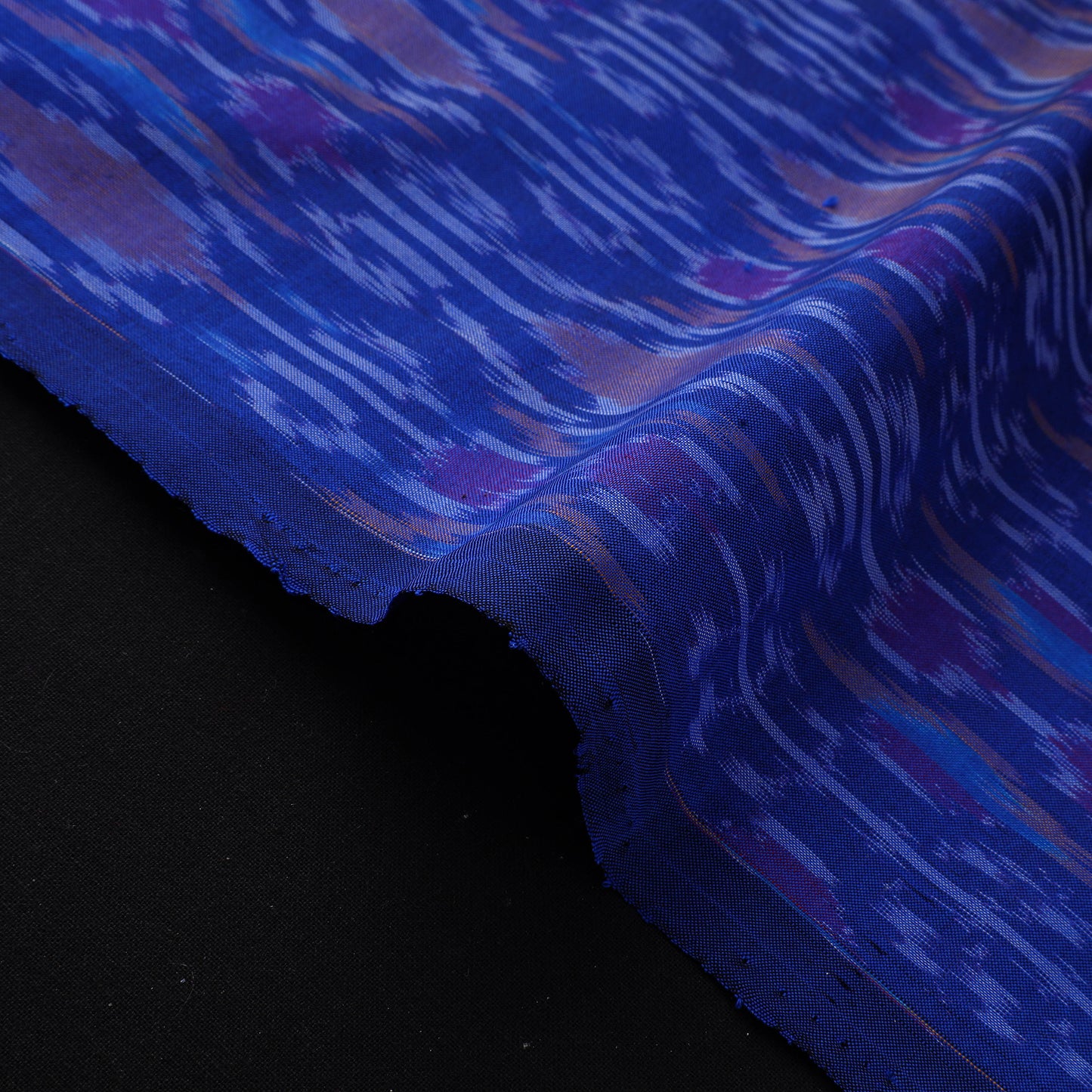 Blue - Pure Handloom Mulberry Silk Pochampally Ikat Fabric 18