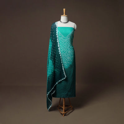 Kutch Bandhani Cotton Unstitched Dress Material: Kurta, Bottom & Dupatta 40