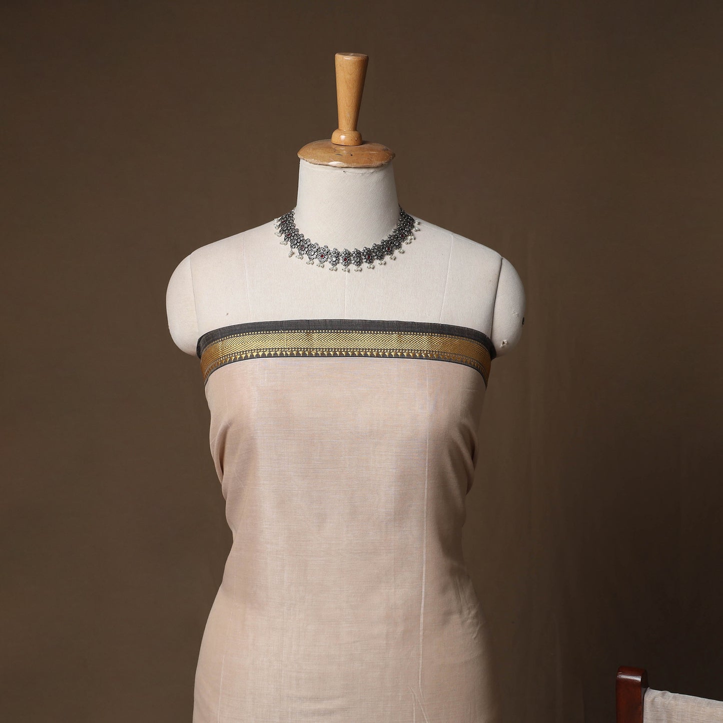 Dharwad Mercerised Cotton 3pc Unstitched Dress Material Suit Set with Woven Border 06
