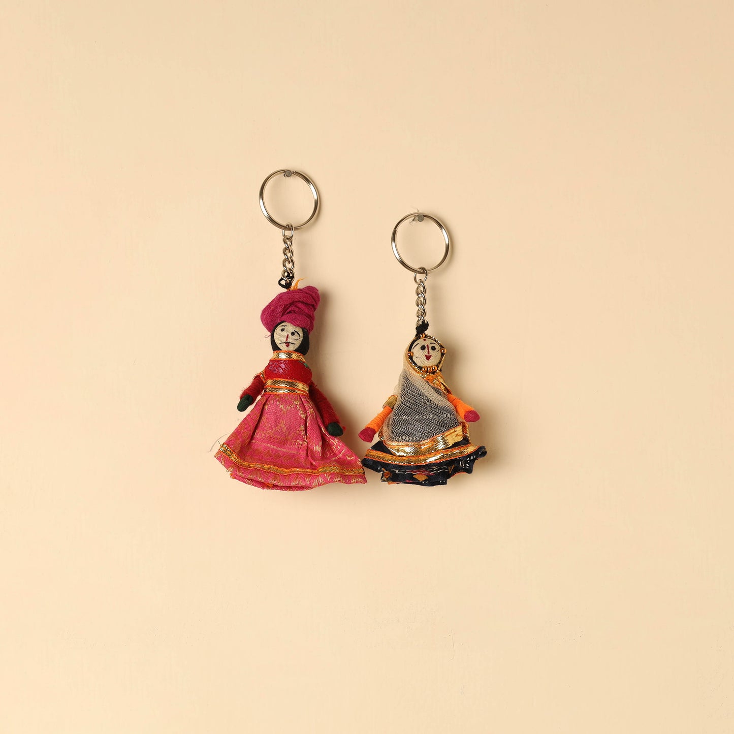  Rajasthani Puppet Couple Handmade Keychain