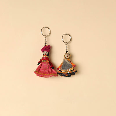  Rajasthani Puppet Couple Handmade Keychain