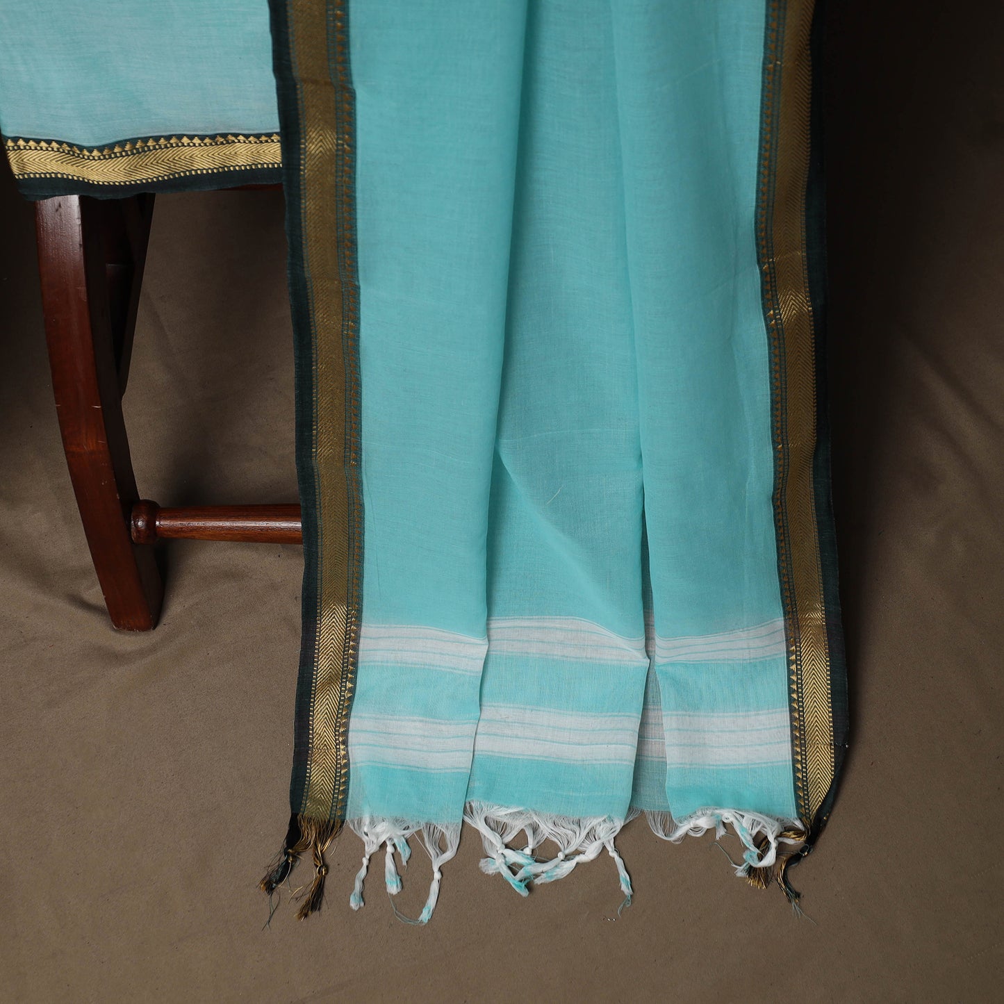 Dharwad Mercerised Cotton 3pc Unstitched Dress Material Suit Set with Woven Border 07