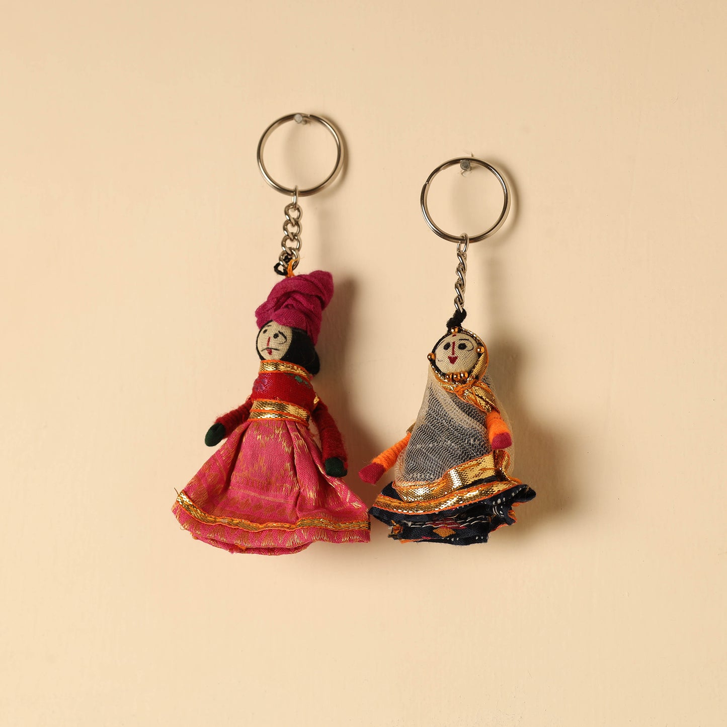  Rajasthani Puppet Couple Handmade Keychain