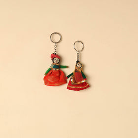 Rajasthani Puppet Couple Handmade Keychain