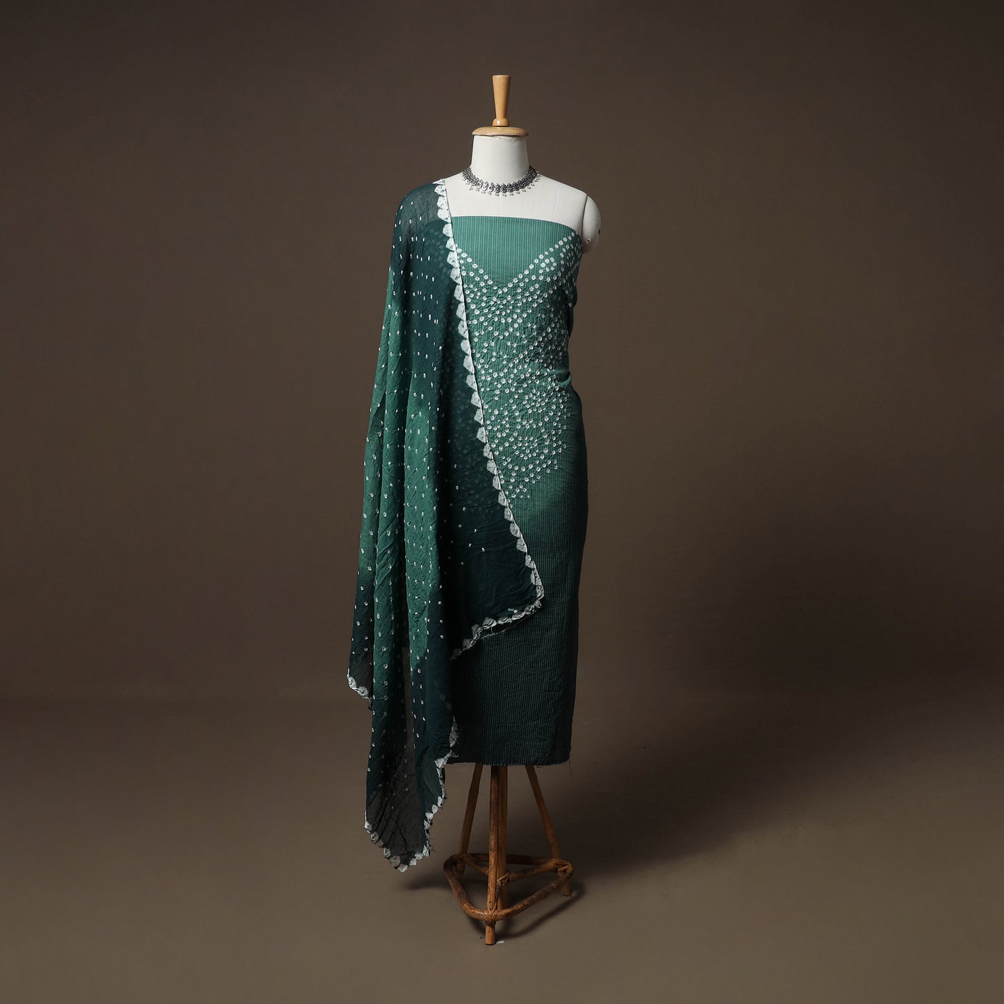 Kutch Bandhani Cotton Unstitched Dress Material: Kurta, Bottom & Dupatta 42