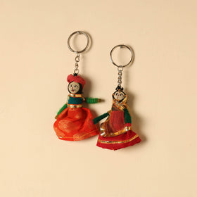  Rajasthani Puppet Couple Handmade Keychain