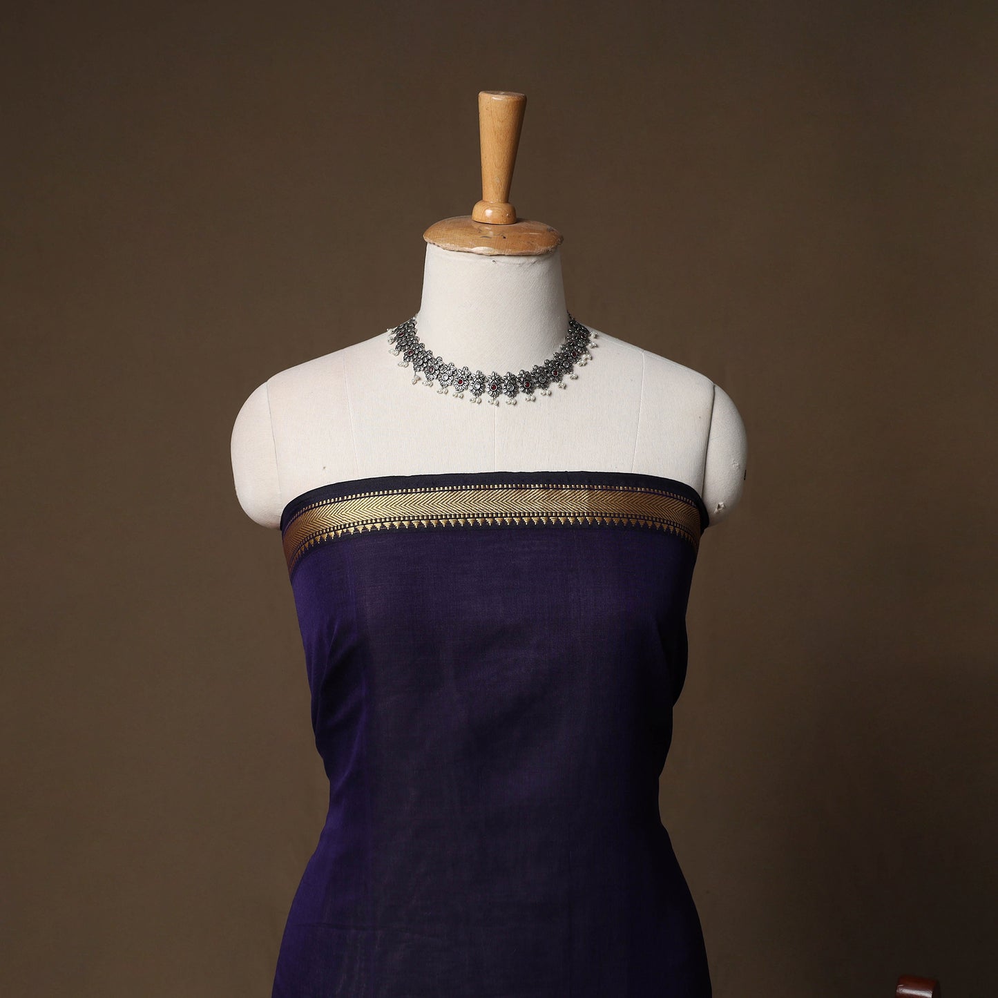 Dharwad Mercerised Cotton 3pc Unstitched Dress Material Suit Set with Woven Border 08