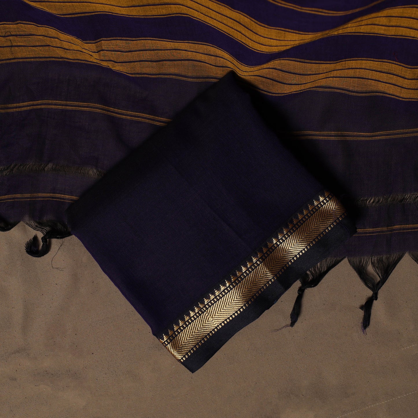 Dharwad Mercerised Cotton 3pc Unstitched Dress Material Suit Set with Woven Border 08