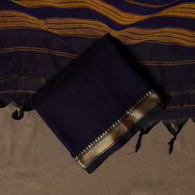 Dharwad Mercerised Cotton 3pc Unstitched Dress Material Suit Set with Woven Border 08