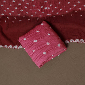 Kutch Bandhani Cotton Unstitched Dress Material: Kurta, Bottom & Dupatta 43
