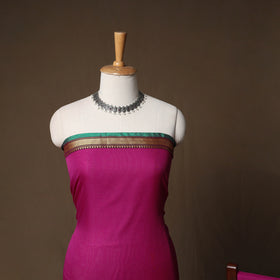 Dharwad Mercerised Cotton 3pc Unstitched Dress Material Suit Set with Woven Border 09