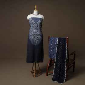 Kutch Bandhani Cotton Unstitched Dress Material: Kurta, Bottom & Dupatta 44