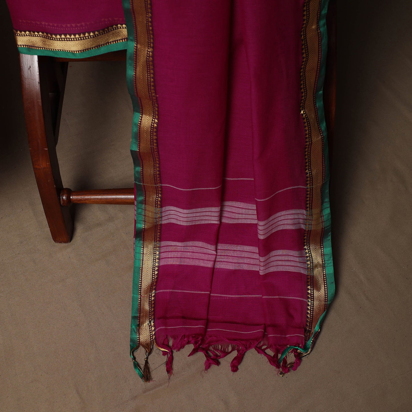 Dharwad Mercerised Cotton 3pc Unstitched Dress Material Suit Set with Woven Border 09