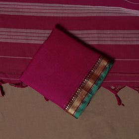 Dharwad Mercerised Cotton 3pc Unstitched Dress Material Suit Set with Woven Border 09