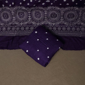 Kutch Bandhani Mirror Work Satin Cotton Unstitched Dress Material: Kurta, Bottom & Dupatta 45