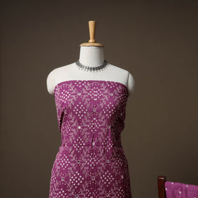 Kutch Bandhani Mirror Work Satin Cotton Unstitched Dress Material: Kurta, Bottom & Dupatta 46