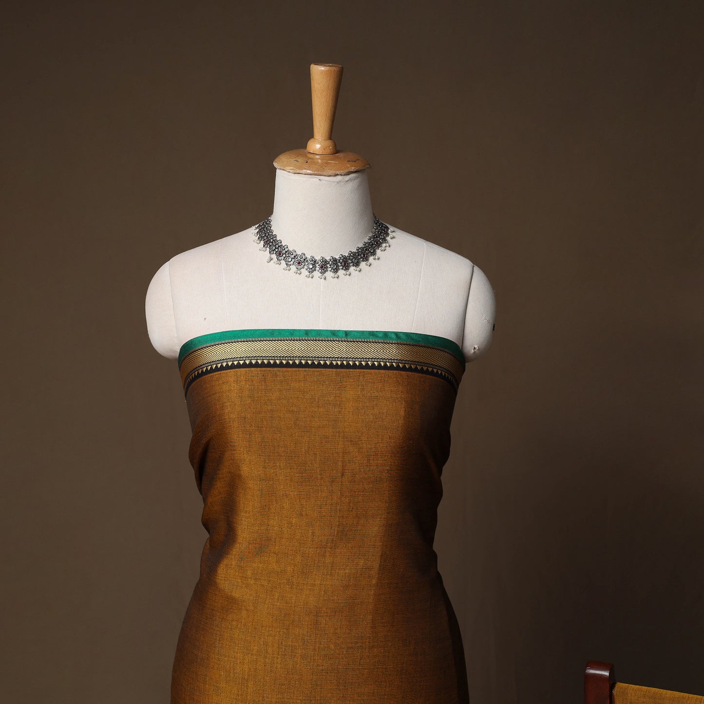 Dharwad Mercerised Cotton 3pc Unstitched Dress Material Suit Set with Woven Border 12