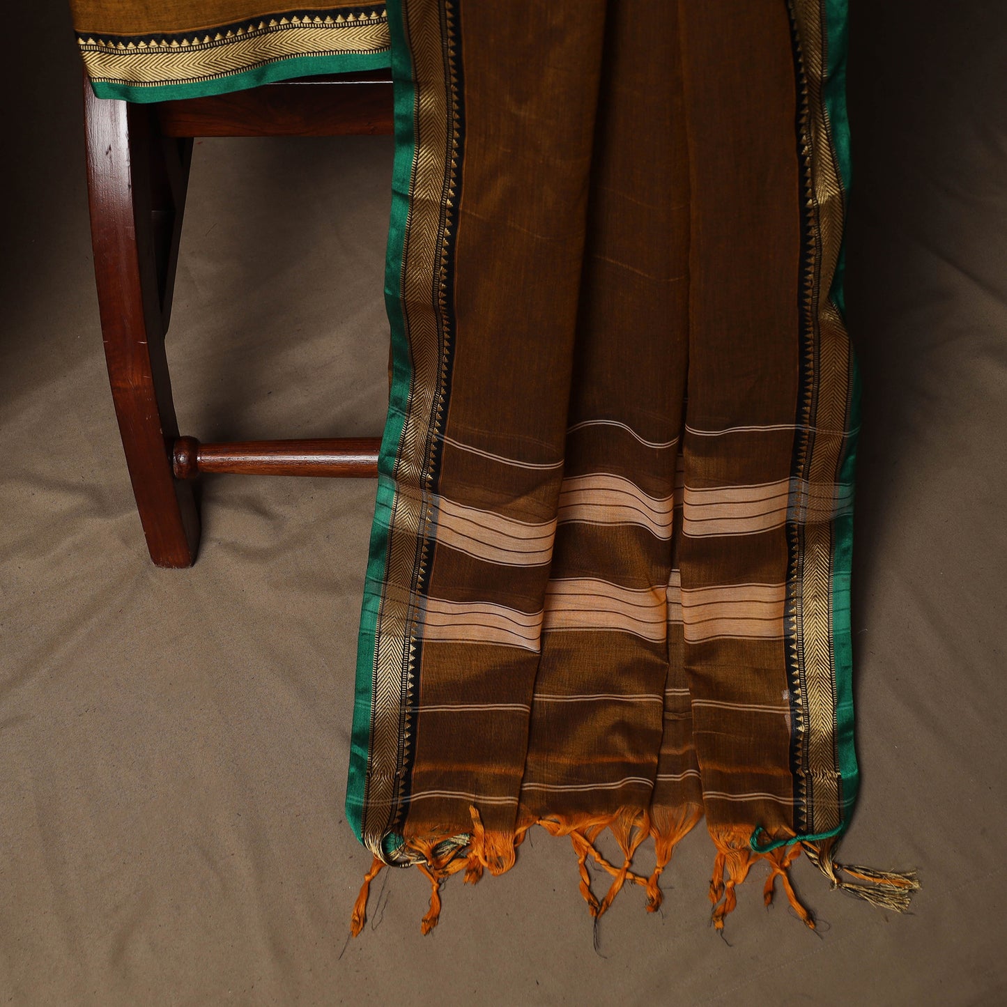Dharwad Mercerised Cotton 3pc Unstitched Dress Material Suit Set with Woven Border 12