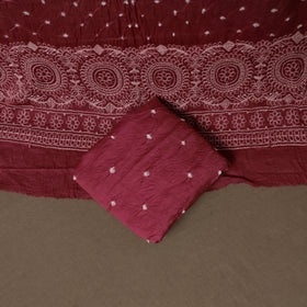 Kutch Bandhani Mirror Work Satin Cotton Unstitched Dress Material: Kurta, Bottom & Dupatta 47