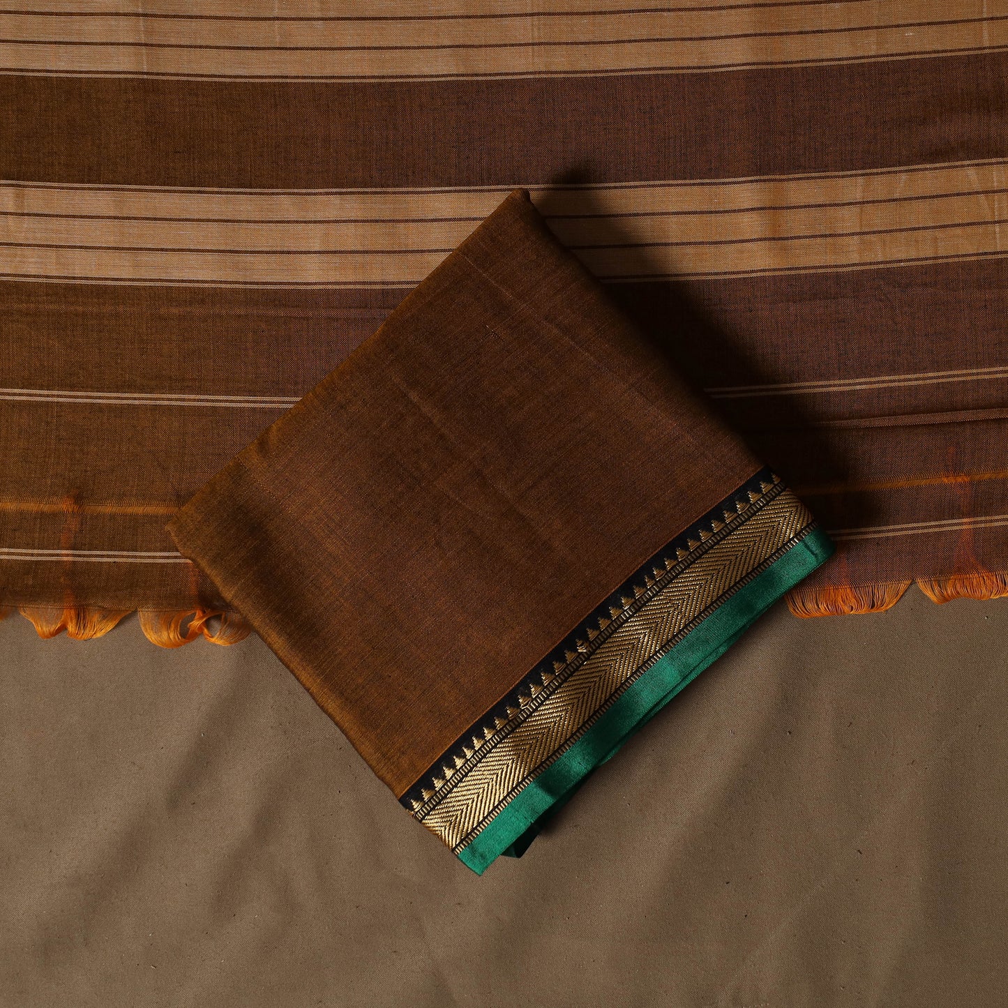 Dharwad Mercerised Cotton 3pc Unstitched Dress Material Suit Set with Woven Border 12