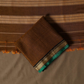 Dharwad Mercerised Cotton 3pc Unstitched Dress Material Suit Set with Woven Border 12