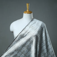 Grey - Pure Handloom Raw Silk Pochampally Ikat Fabric 09