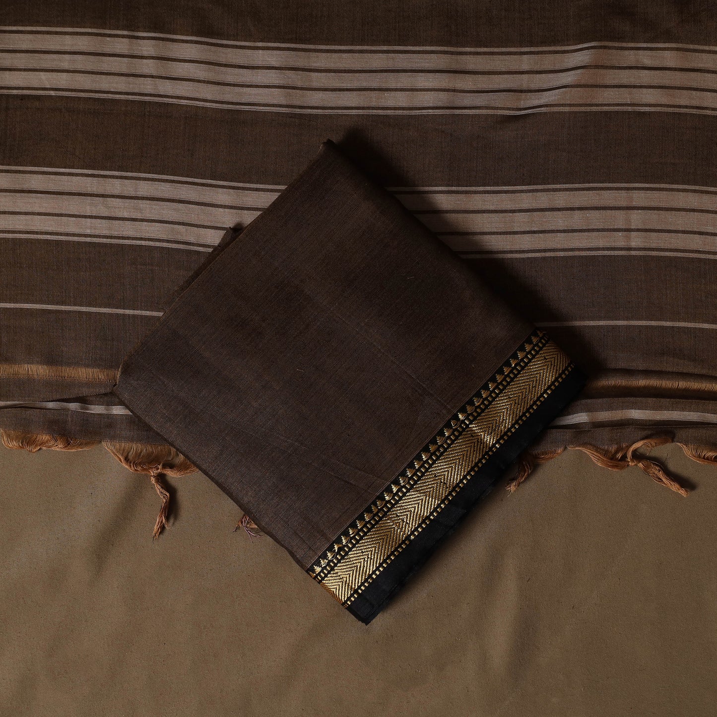 Dharwad Mercerised Cotton 3pc Unstitched Dress Material Suit Set with Woven Border 13