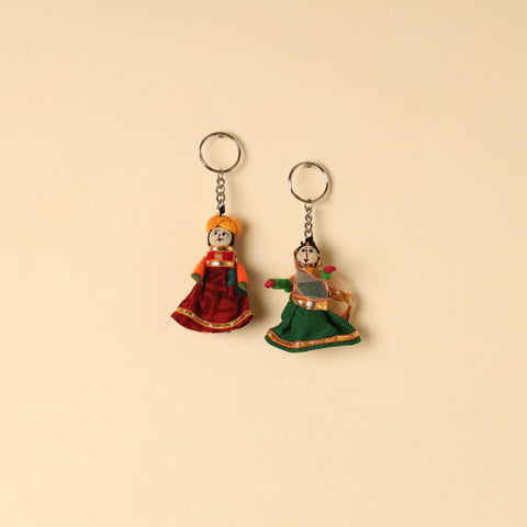  Rajasthani Puppet Couple Handmade Keychain