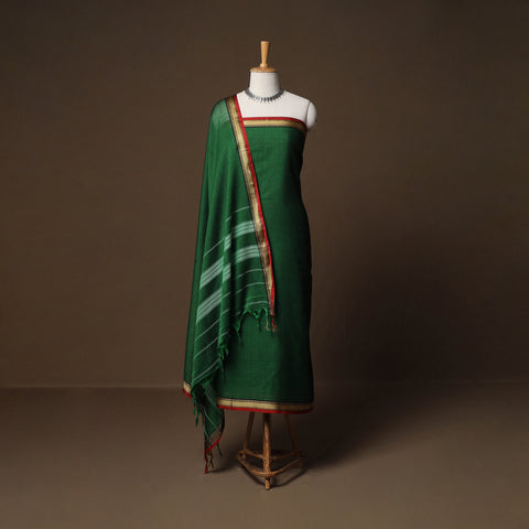 Dharwad Mercerised Cotton 3pc Unstitched Dress Material Suit Set with Woven Border 14