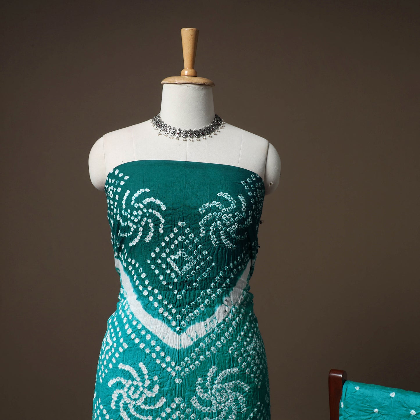 Kutch Bandhani Cotton Unstitched Dress Material: Kurta, Bottom & Crosia Work Dupatta 49