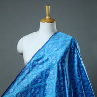 Blue - Pure Handloom Mulberry Silk Pochampally Ikat Fabric 14