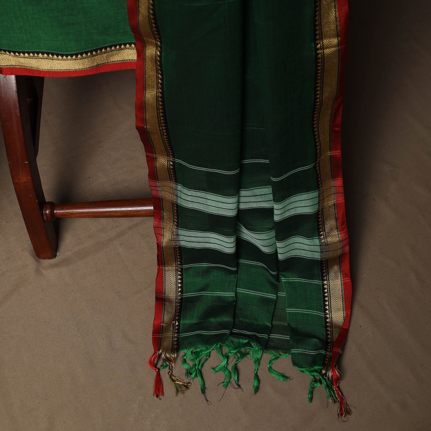 Dharwad Mercerised Cotton 3pc Unstitched Dress Material Suit Set with Woven Border 14