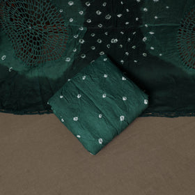 Kutch Bandhani Cotton Unstitched Dress Material: Kurta, Bottom & Crosia Work Dupatta 50