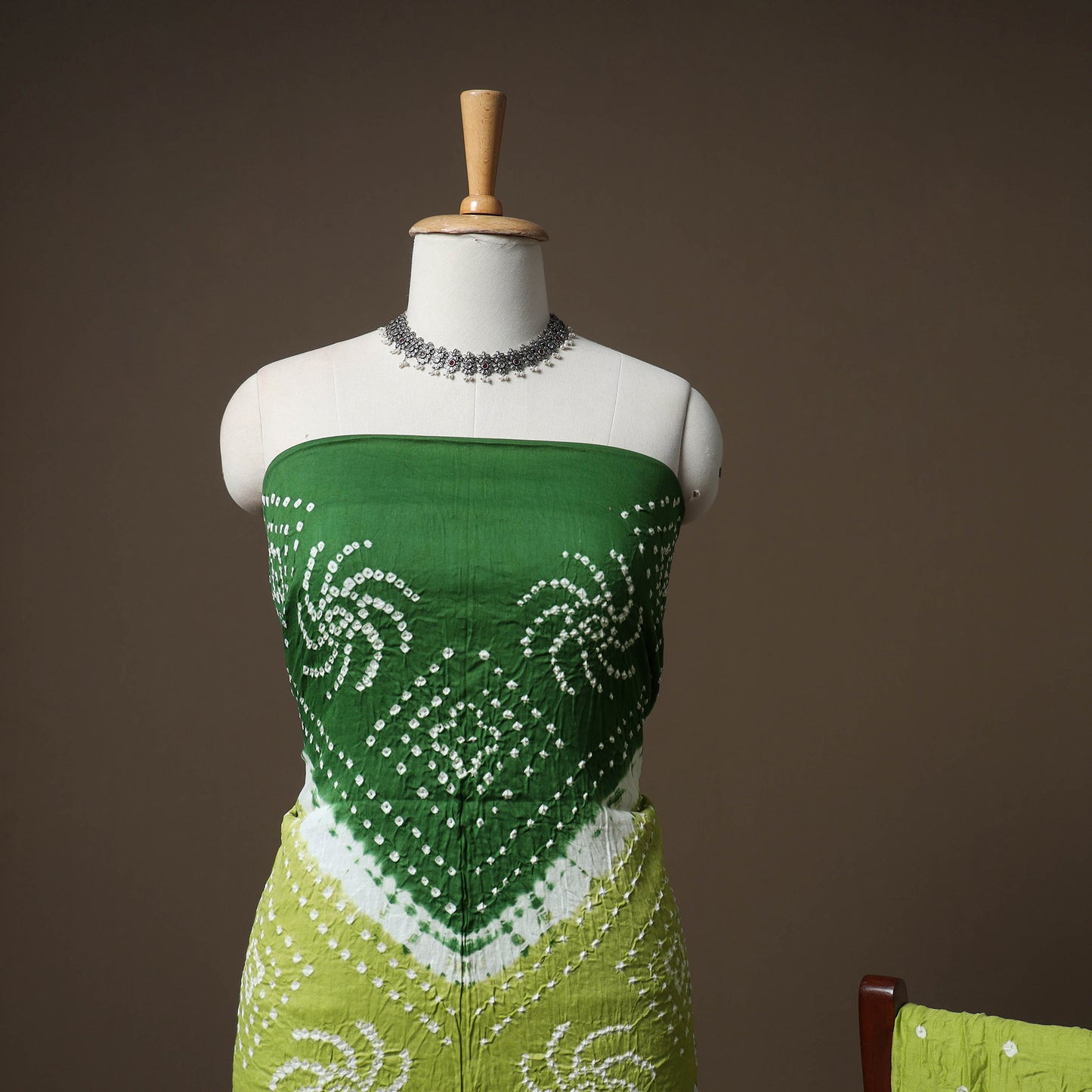 Kutch Bandhani Cotton Unstitched Dress Material: Kurta, Bottom & Crosia Work Dupatta 51