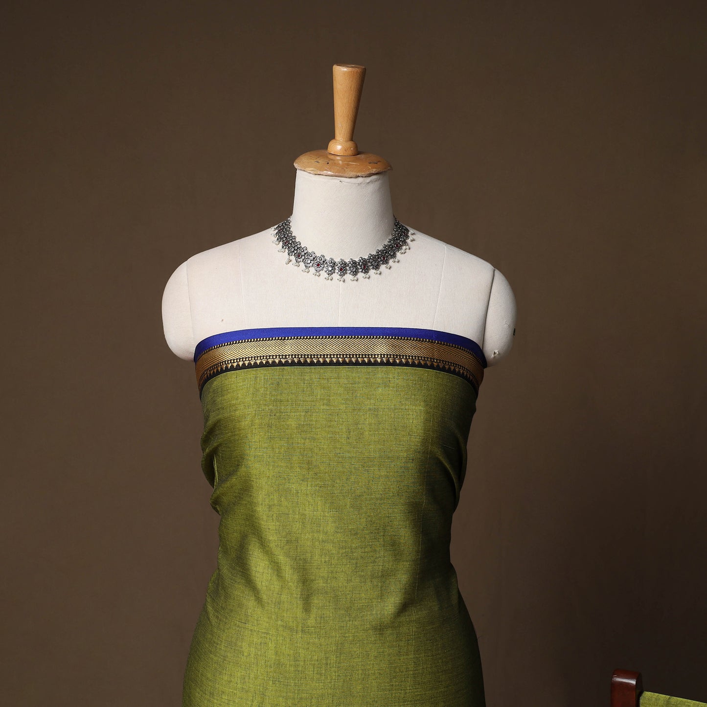Dharwad Mercerised Cotton 3pc Unstitched Dress Material Suit Set with Woven Border 16