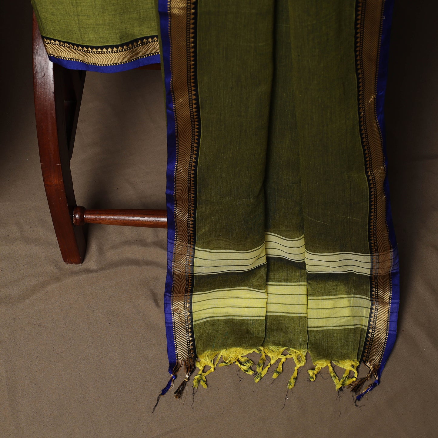 Dharwad Mercerised Cotton 3pc Unstitched Dress Material Suit Set with Woven Border 16
