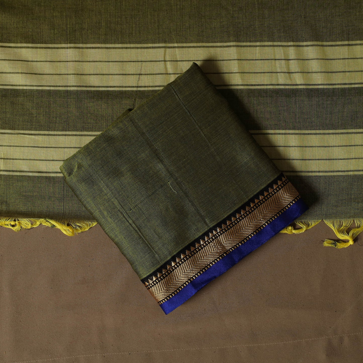 Dharwad Mercerised Cotton 3pc Unstitched Dress Material Suit Set with Woven Border 16
