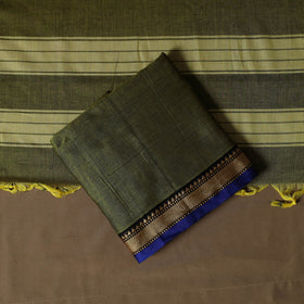 Dharwad Mercerised Cotton 3pc Unstitched Dress Material Suit Set with Woven Border 16