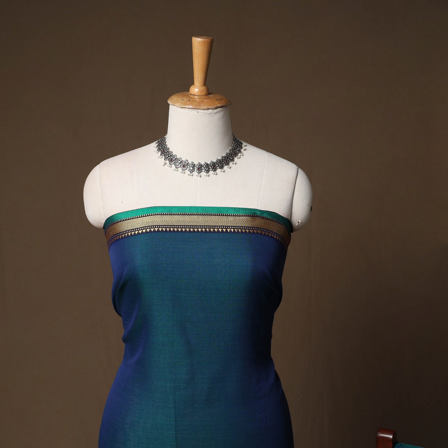 Dharwad Mercerised Cotton 3pc Unstitched Dress Material Suit Set with Woven Border 17