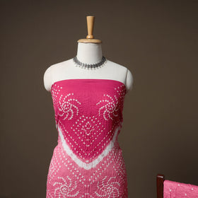 Kutch Bandhani Cotton Unstitched Dress Material: Kurta, Bottom & Crosia Work Dupatta 52