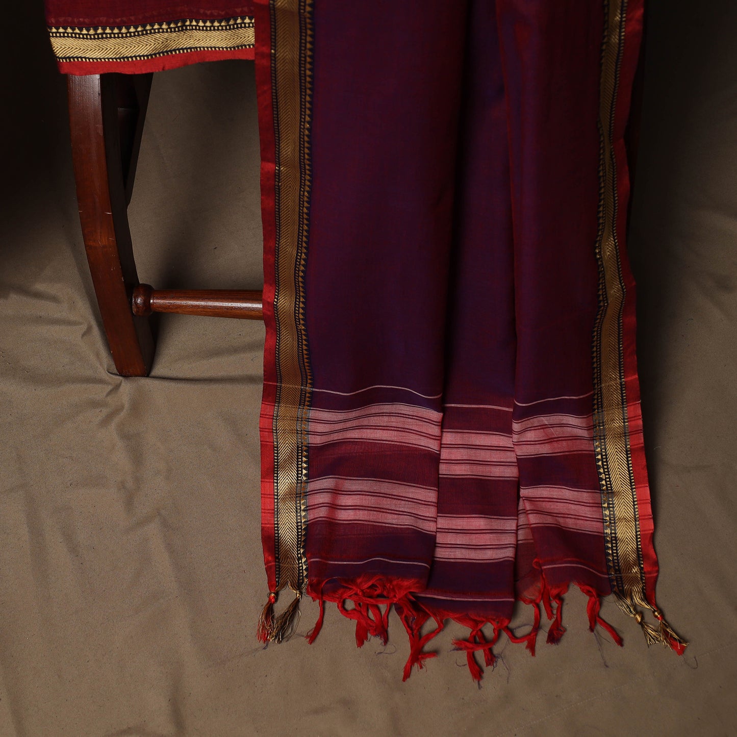 Dharwad Mercerised Cotton 3pc Unstitched Dress Material Suit Set with Woven Border 18