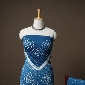 Kutch Bandhani Cotton Unstitched Dress Material: Kurta, Bottom & Crosia Work Dupatta 54