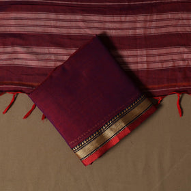 Dharwad Mercerised Cotton 3pc Unstitched Dress Material Suit Set with Woven Border 18