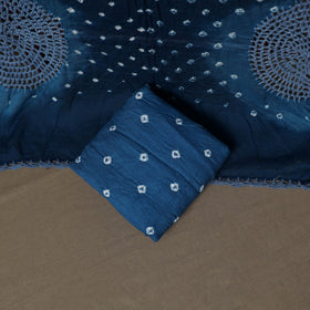 Kutch Bandhani Cotton Unstitched Dress Material: Kurta, Bottom & Crosia Work Dupatta 54