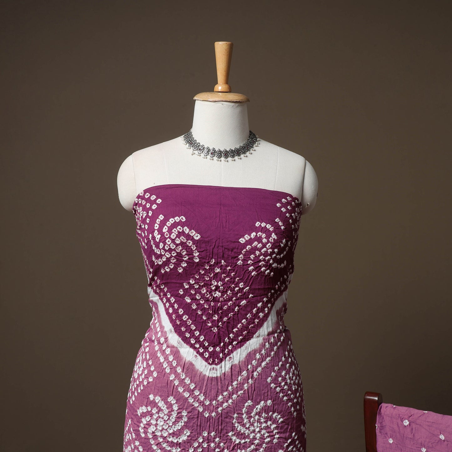 Kutch Bandhani Cotton Unstitched Dress Material: Kurta, Bottom & Crosia Work Dupatta 55
