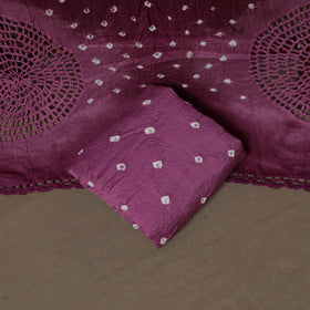 Kutch Bandhani Cotton Unstitched Dress Material: Kurta, Bottom & Crosia Work Dupatta 55
