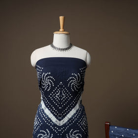 Kutch Bandhani Cotton Unstitched Dress Material: Kurta, Bottom & Crosia Work Dupatta 56